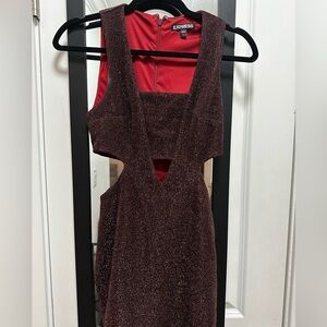 Express Maroon Glitter Mini Dress